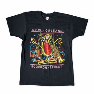 Screen Stars New Orleans Bourbon Street Graphic Tee M Black Vintage 80s